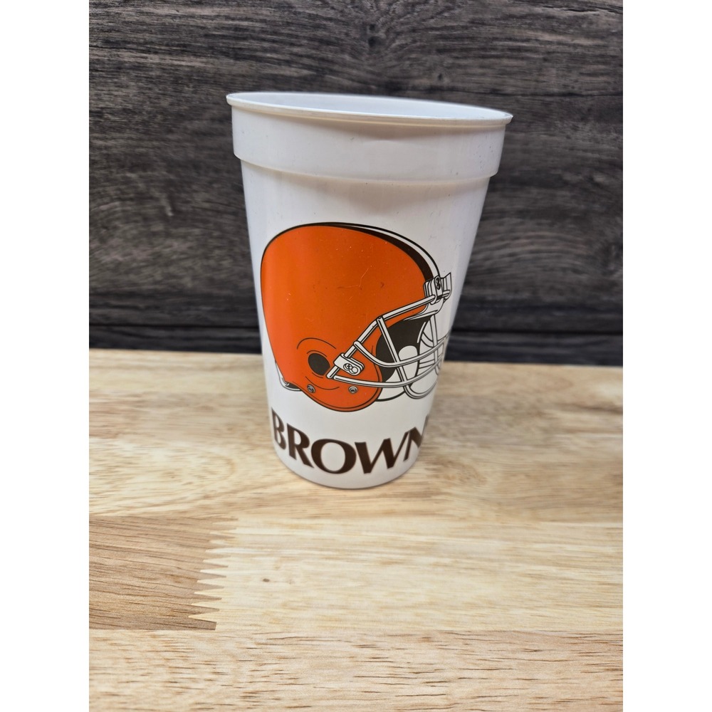 Cleveland Browns NFL Stadium Cup Plastic Tumbler Orange Helmet Logo White 1980